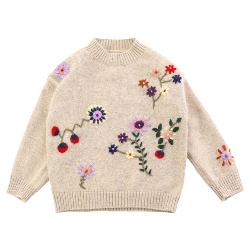 洪叶云台精品绣花女童纯山羊绒