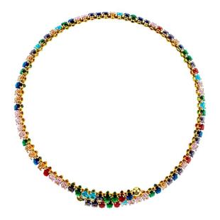 情绪波动 辣妹choker镀金网球链女士满钻项圈颈链欧美气质