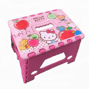 日本款高品质KT猫Kitty卡通加厚塑料折叠凳子椅子儿童小板凳家用