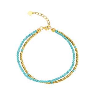 明牌珠宝碧落金辉硬金手串 黄金仿绿松石多圈叠戴绕腕手链AFK0521