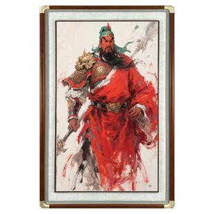 玄关装饰画武财神关公挂画关羽云长关二爷老爷门店走廊过道墙壁画
