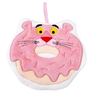 送挂钩AFGH正版粉红豹甜甜圈擦手巾手帕毛巾挂式吸水卡通可爱厨房