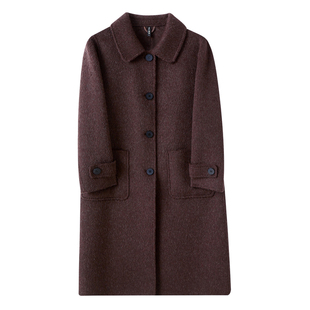 牦牛绒灰色羊毛双面呢大衣女中长款秋冬新款高级感小个子毛呢外套