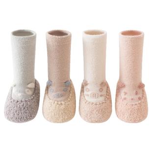 婴儿鞋袜秋冬加厚室内隔凉学步秋宝宝地板袜冬季软底防滑地板鞋套