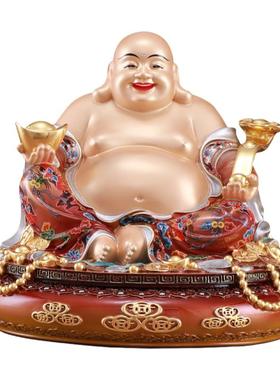 信扬铜佛像彩绘招财家用摆件