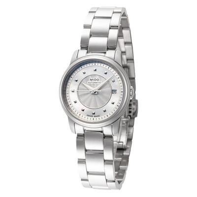 自营 mido美度 Baroncelli III 女士 25 毫米自动腕表 - 银色 美