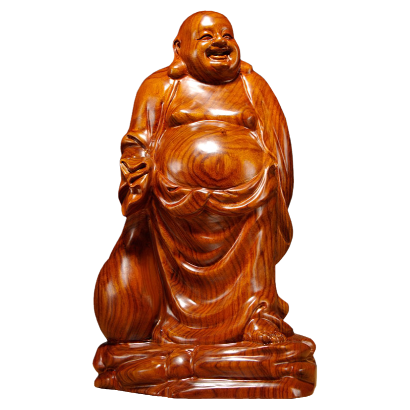 花梨雕刻布袋弥勒佛像客厅红木