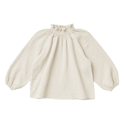 木耳边立领衬衫纯棉纱布打底上衣