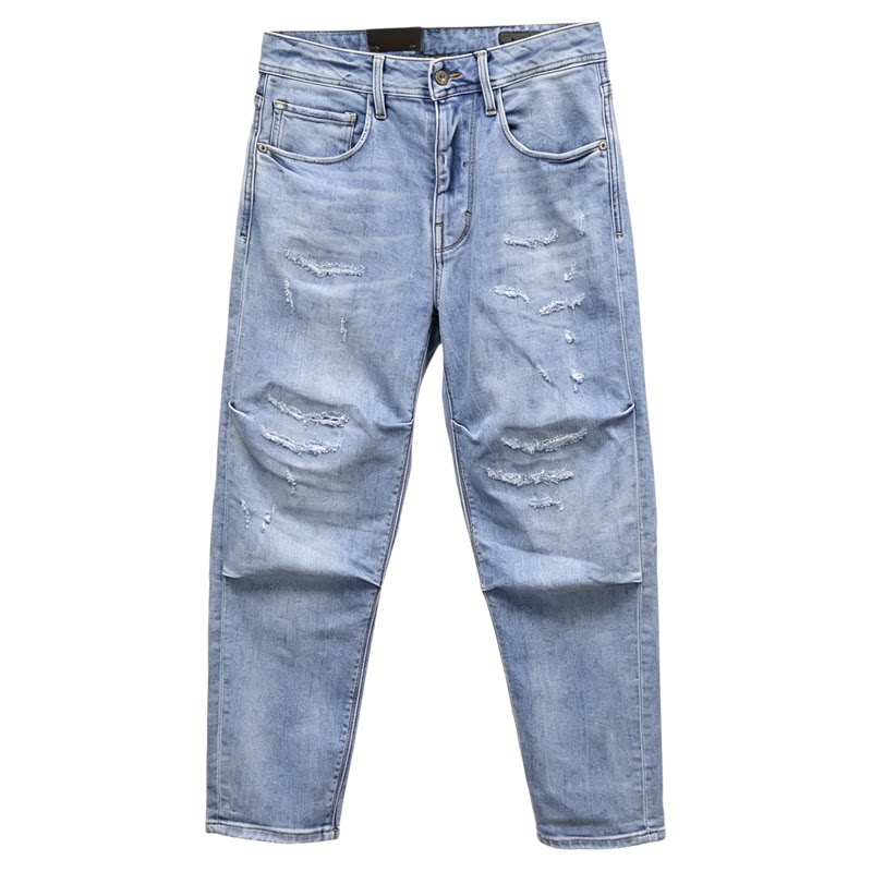 ABLEJEANS男士破洞直筒牛仔裤