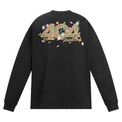 404MOB美式复古花卉刺绣长袖T恤男女款2025秋季新款潮牌宽松上衣