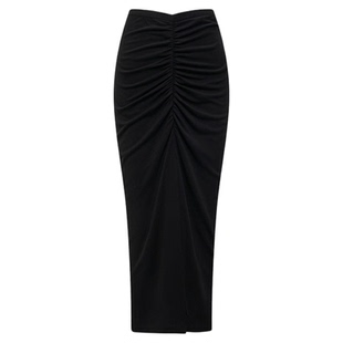 [博主同款]DVF 包臀裙黑色中长款修身半身裙KM3R002