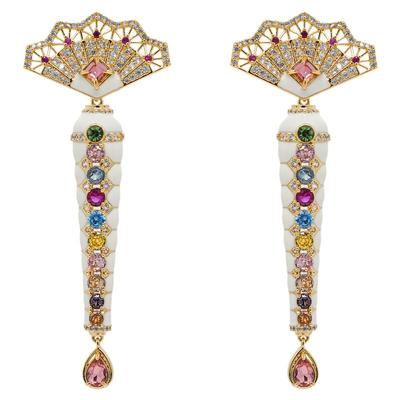 LAMUANA花裙摆流苏耳钉耳饰长款耳环小众设计复古夸张配饰82024