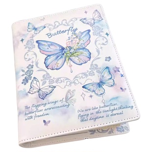 原创铃兰蝴蝶A5皮质卡册ins明星小卡防水收纳册可拆卸活页相册本