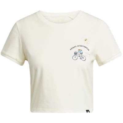 adidas阿迪达斯女子W C DDL CROP T运动休闲短袖T恤JX5327