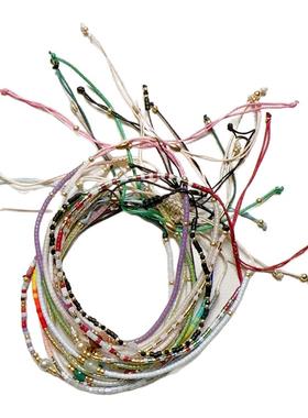 MLGM小众ins风miyuki米珠串珠手链细手串个性时尚女闺蜜手链叠戴