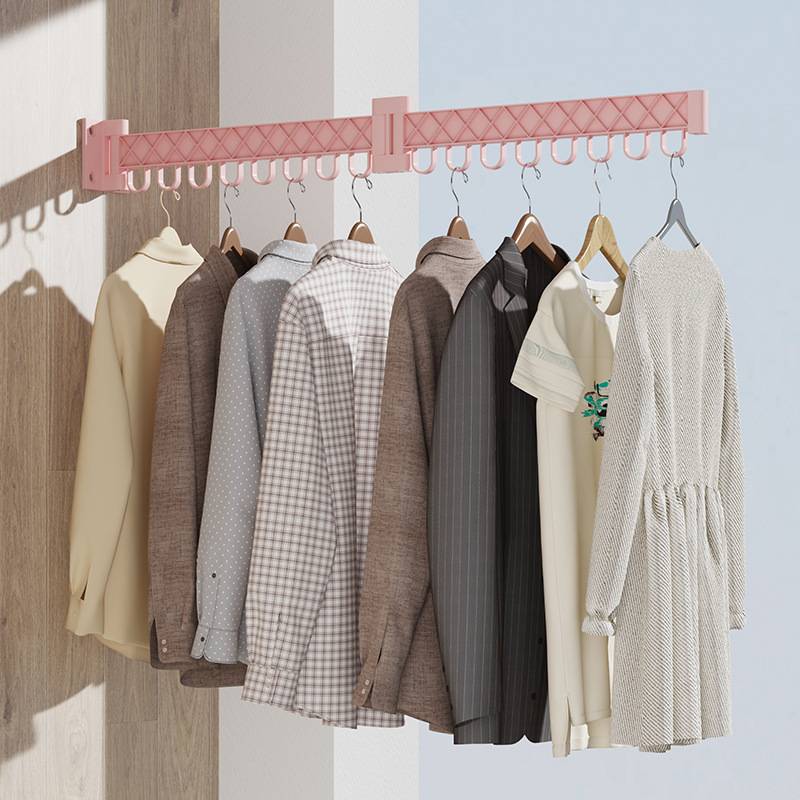 阳台隐形免打孔晾衣架家用折叠隐形晾衣杆室外壁挂式晒衣服