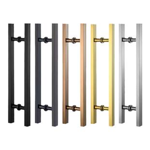 玻璃门拉手不锈钢方管无指纹玫瑰黑钛金色有框无框推拉大木门把手