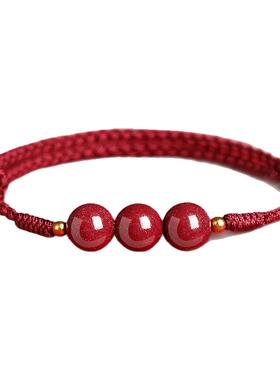 普陀山朱砂红绳2026属马本命年手链女编织好运红手绳泰岁化转运珠