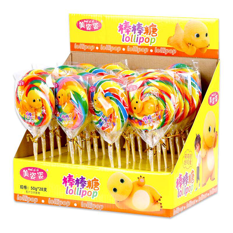 奶龙彩虹棒棒糖儿童糖果大波板糖