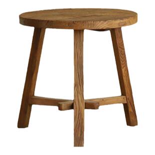 侘寂风老榆木茶几客厅家用高级感小户型实木沙发边几矮茶桌小圆桌