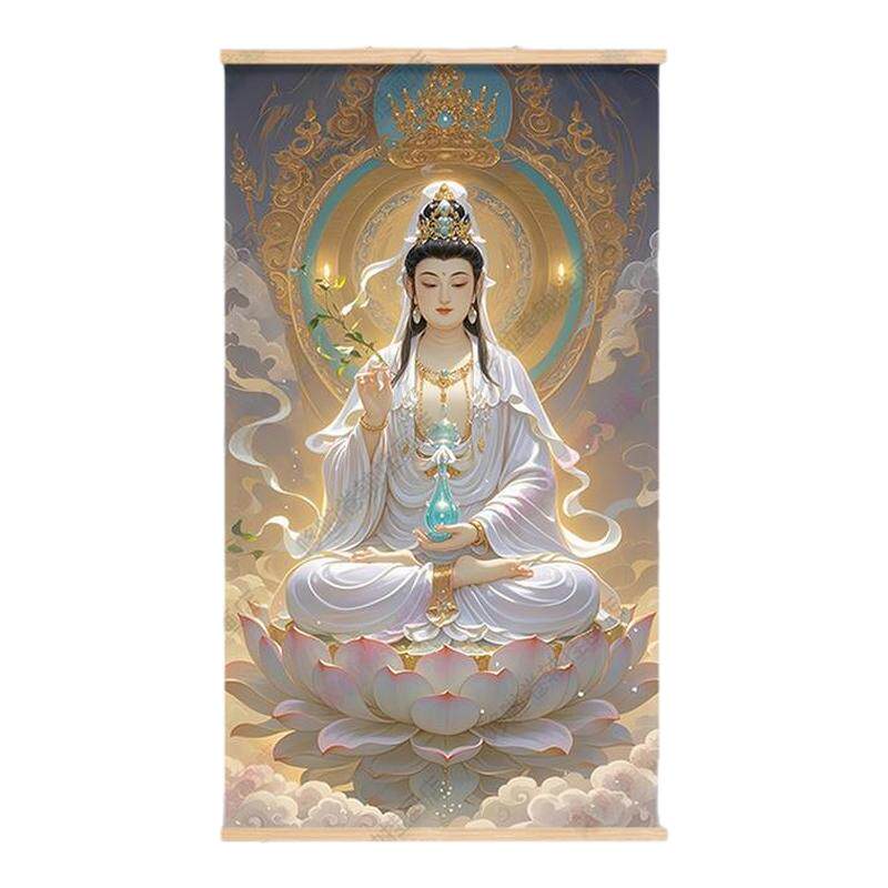 观音大士观世音菩萨装饰防水卷轴现代装饰画