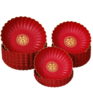 果盘喜糖盘结婚专用订婚摆件婚礼客厅茶几红色喜盘子婚庆用品大全