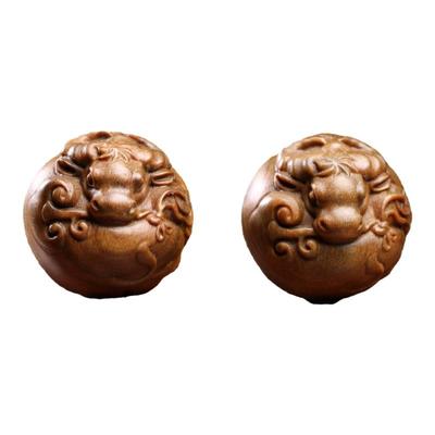 天然绿檀紫檀牛转乾坤保健球