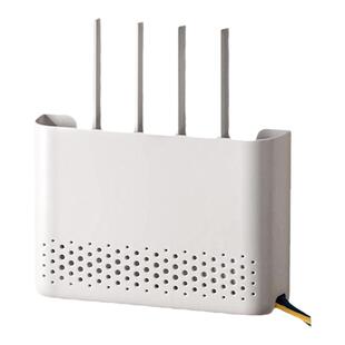 路由器收纳盒壁挂式wifi光猫置物架子免打孔电线盒插线板整理神器