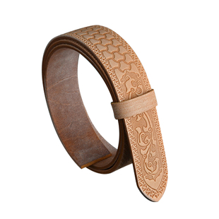 意大利马缰革头层植鞣牛皮男士休闲商务压花雕花纹手工皮带条3.8