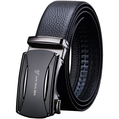 休闲风青年男士商务真皮自动扣