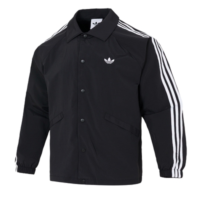 Adidas阿迪达斯三叶草男装经典三条纹翻领宽松运动梭织外套KE3598