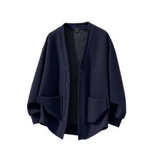 GV真维斯华夫格外套男款2025新款冬季加绒加厚保暖宽松开衫上衣C