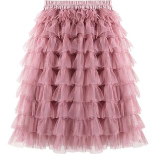 女童网纱tutu半身裙百褶儿童蛋糕裙长款宝宝蓬蓬裙子公主裙春夏
