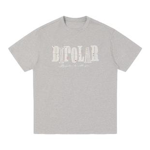 BIPOLAR红黄蓝拼色上衣贴布刺绣美式复古夏季宽松休闲百搭短袖t恤