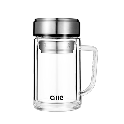 希乐高硼硅带把泡茶玻璃杯男款