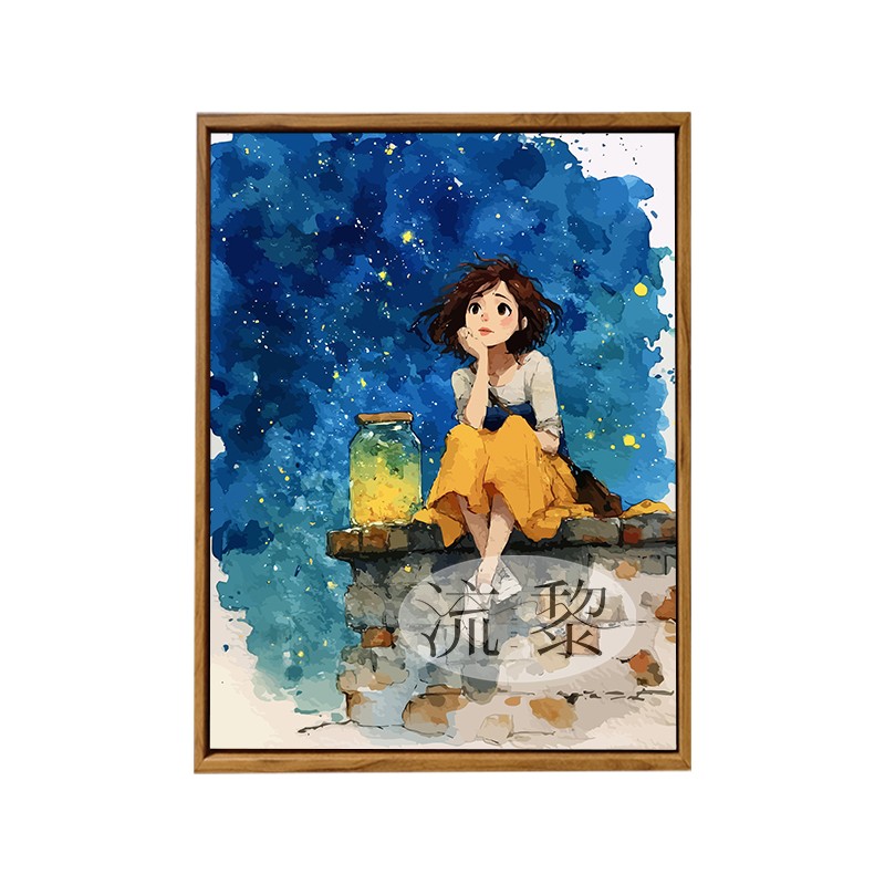 治愈灿烂星空女孩DIY数字油画