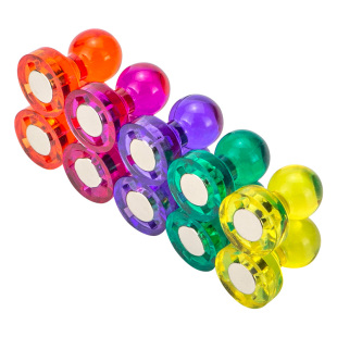 透明彩色强磁图钉大小号圆形吸铁石办公白板教具磁粒强力磁力扣