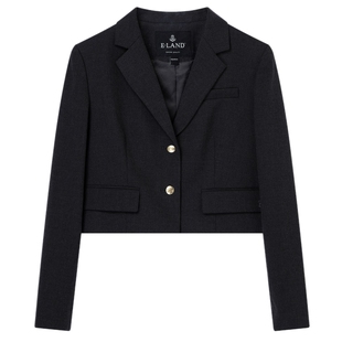 Eland衣恋西装短款简约复古摩登风小西装上衣格雷系外套女