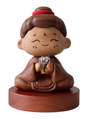 可爱桌面小摆件卡通木质玄关装饰品送女友情绪稳定传统文化礼品