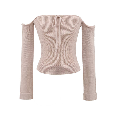 性感露肩抹胸长袖打底针织衫上衣