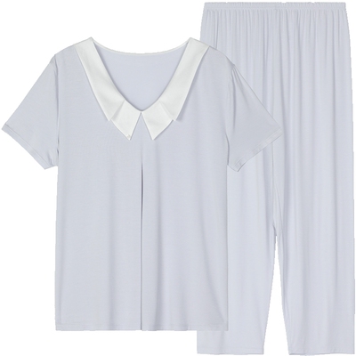 安莉芳专柜新品舒适家居服套装女士撞色小翻领短袖睡衣EL00733