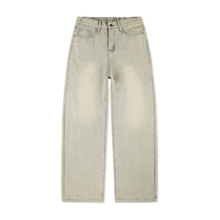 班尼路SK潮牌美式高街牛仔裤男春季新款直筒宽松阔腿裤水洗裤子YS