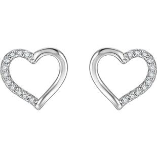 周六福S925银银爱心耳环耳钉耳饰女小众设计甜美风情人节礼物