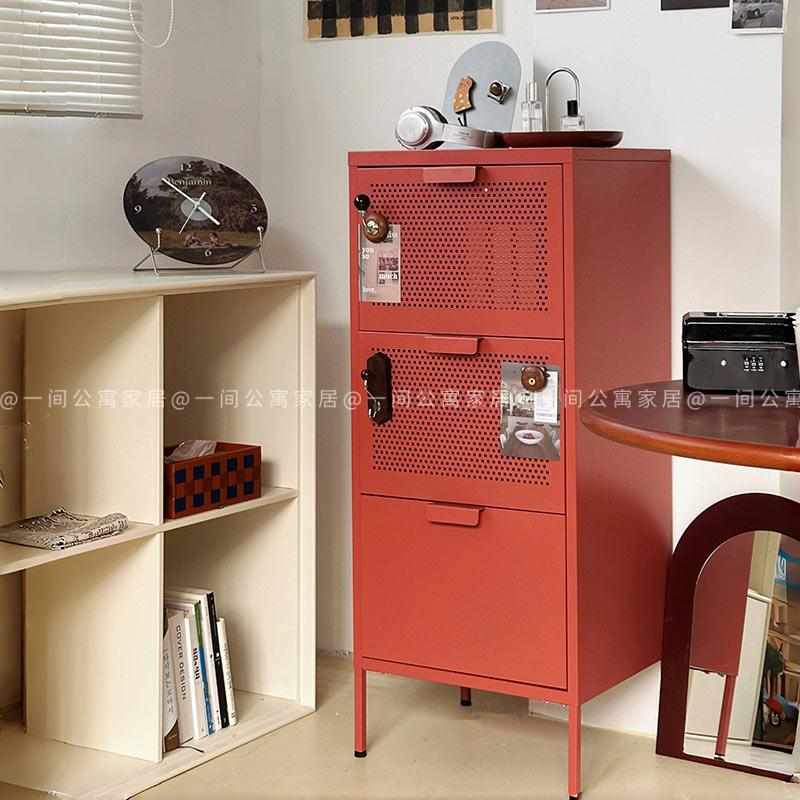 一间公寓家居中古复古铁皮柜金属收纳储物餐柜柜柜钢制边边斗抽屉