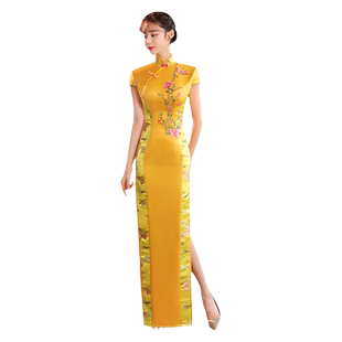 高端走秀旗袍2024年新款中式古典舞演出服气质长款主持宴会礼服夏