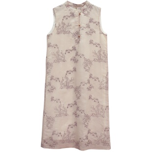 20CXC-234【筱颜如诗】前世今生复古温婉轻中式立领无袖连衣裙