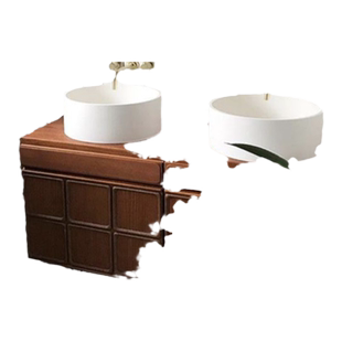 中古风浴室柜双盆落地洗手台盆柜组合复古卫生间洗漱台法式卫浴柜