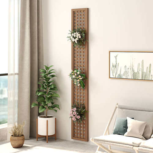 【萌妮】新款 网格挂墙花架 壁挂花架碳化防腐木围栏爬藤花架墙面