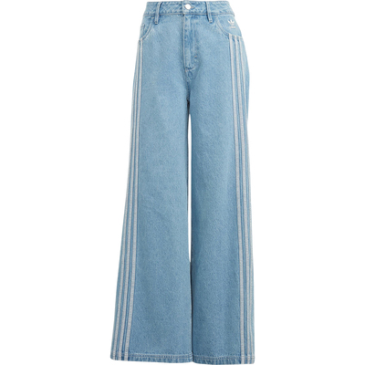 Adidas/阿迪达斯正品三叶草女士三条纹经典牛仔阔腿长裤IS5249