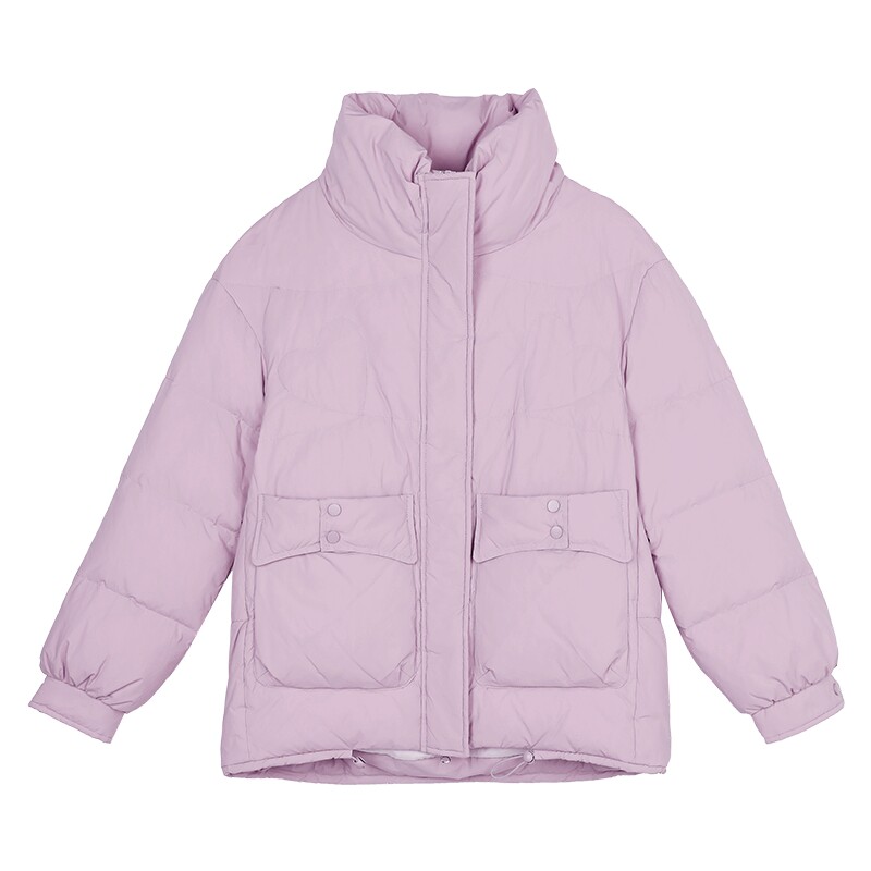 妈妈冬装洋气短款羽绒服时尚纯色